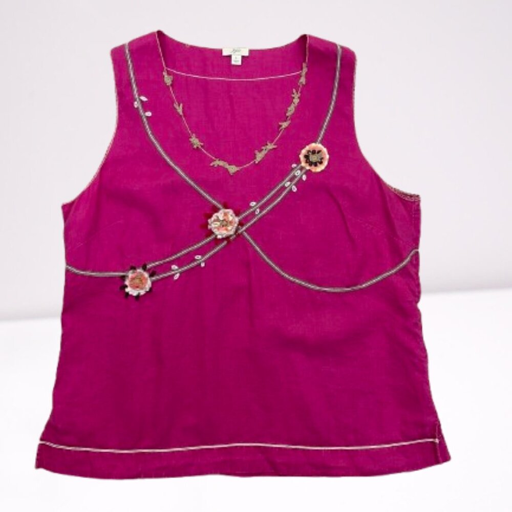 J. Jill Magenta Embellished Sleeveless Tank